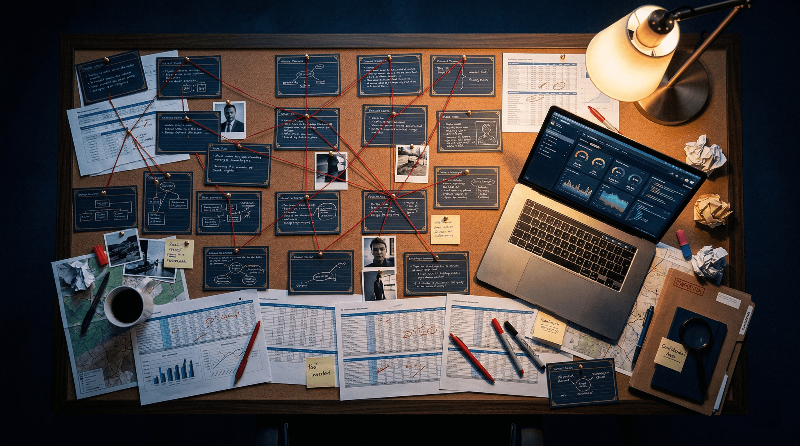 Research war room with index cards and data mapping 1500 UK immigration advisors